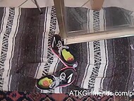 All-natural Lara Brookes revealed her hairy beaver in detail and got it sprayed with hot sperm 5