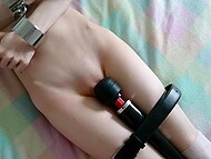 Rosie's constrained clit thrives with fierce orgasms as Alena dominates the submissive slut 9