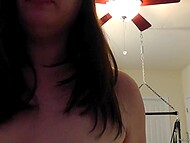 Slutty wife with big breasts strokes her cuckold man's dick and lets him drill her cum-soaked twat 6