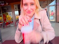 Kisscat sucking dick in the toilet and drinking coffee with cum 11