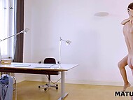 Mature blonde, unfamiliar with sex, complies with the request for carnal relations 7