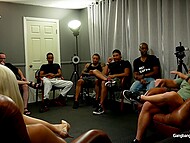 Tireless blonde Rex Ryder savours the sweetness of group sex and tastes cum 4