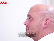 Buxom German secretary Jolee Love enjoys getting banged in Christmas office orgy 4