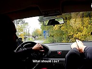 In a fetish-driven mind, her smelly feet seduce the man in a car 8