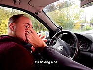 In a fetish-driven mind, her smelly feet seduce the man in a car 9