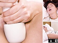 Jane Wilde's intense eye-rolling orgasm with a Hitachi toy in close-up 8