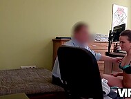 Hot blonde chose to buy a bike and has to have sex with a loan agent 9