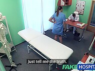 Barbara Bieber, in her role as a fake hospital doctor's nurse, receives a prank call and a dick into her pussy 4