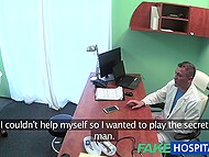 Barbara Bieber, in her role as a fake hospital doctor's nurse, receives a prank call and a dick into her pussy 5