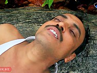 Aroused mustache dude seduces a Desi MILF on a quickie in the woods 10