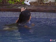 Latina MILF Canela Skin devours a colossal member in the ultimate scene by the pool 11