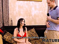 Caught sneaking in, stepson was seduced and banged by his mature mom 4