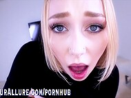 Athena May sucking the dude's fat dick before taking it into her pink slit 10