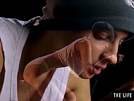 Melena A's slick with sweat, grinds her pussy on an exercise bike seat 4