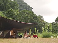 Special camping trial with adorable Asian tart taking a man's dick from behind in the open air 5