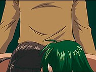 Awesome Hentai tarts take turns on a stiff cock in a wild threesome  11