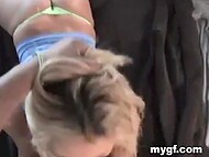 Super-hot amateur blonde spreads her inked pussy to take lover's boner deep 5