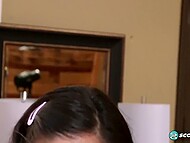 Camera captures Emily rubbing her pink pussy and urinating 5