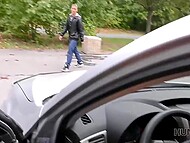 Victoria Daniels boldly departs the bustling mall and gets fucked by the pickuper in the car 10