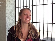 Amateur babe greedily swallows cock from the gloryhole for the first time 6