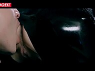 Anie Darling in latex suit facesits her male slave before letting him fuck her pussy 5