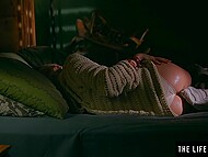Breathtaking blonde writhes in passionate pleasure during solo masturbation 5
