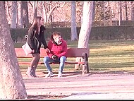 Spanish minx Lucia Nieto strips to stockings and gets on top of the pickuper's dick 5