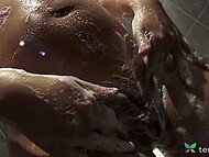 Young, Japanese mother-to-be unveils massive nipples and gives into carnal desires 11