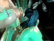 Futanari cave trolls fuck Lara Croft in a raunchy spitroast and hardcore train 4