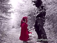Naughty Red Riding Hood Cherry is involved into sexual adventure in the woods 4