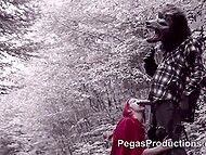 Naughty Red Riding Hood Cherry is involved into sexual adventure in the woods 5