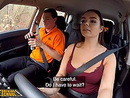 Student of the fake driving school  Sophia Lee indulges in coffee-flavored cock today 4