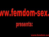 Dominating chicks use their hands and stockings to jerk off cocks of their subs 6