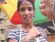 Eager client receives squirting pussy from stunning Latina road vendor 4