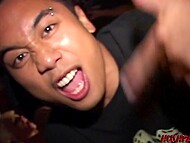 Likable teen whore strips at the party and gets her asshole used by a horny stud 7