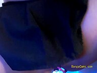 Hot Asian doll plays with her wet pussy till massive squirt on webcam 9