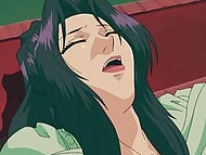 Hentai MILF with huge breasts is indulged in passionate lovemaking with her devoted partner 9