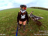 Bare Russian tart Jeny Smith whizzes by on a dirt bike 4