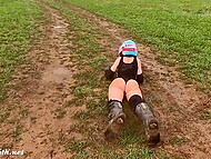 Bare Russian tart Jeny Smith whizzes by on a dirt bike 5