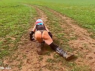 Bare Russian tart Jeny Smith whizzes by on a dirt bike 6