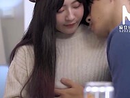 Two Japanese hotties turn an ordinary breakfast to a wild FFM threesome 4