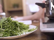 Two Japanese hotties turn an ordinary breakfast to a wild FFM threesome 8