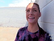 Shameless chick swallows and fucks a stranger's dick in the gloryhole 11