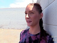 Shameless chick swallows and fucks a stranger's dick in the gloryhole 8