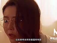 Perverted Asian teacher Su Yu Tang spends time fucking two students in the classroom 4