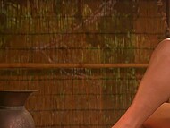 Vintage pornstar of 90s Carmen Luvana fucks a hot guy on the bar counter 4