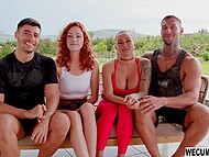 Michaela, Cherry and Dave indulge in a steamy foursome on the balcony 4