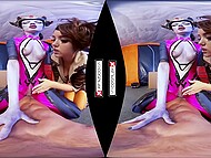 Zoe Doll and Alexa Tomas in a steamy VR cosplay porn scene as Tracer and Widowmaker from Overwatch in a thrilling threesome 11