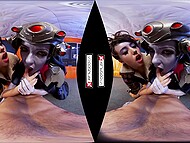 Zoe Doll and Alexa Tomas in a steamy VR cosplay porn scene as Tracer and Widowmaker from Overwatch in a thrilling threesome 4