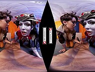 Zoe Doll and Alexa Tomas in a steamy VR cosplay porn scene as Tracer and Widowmaker from Overwatch in a thrilling threesome 6